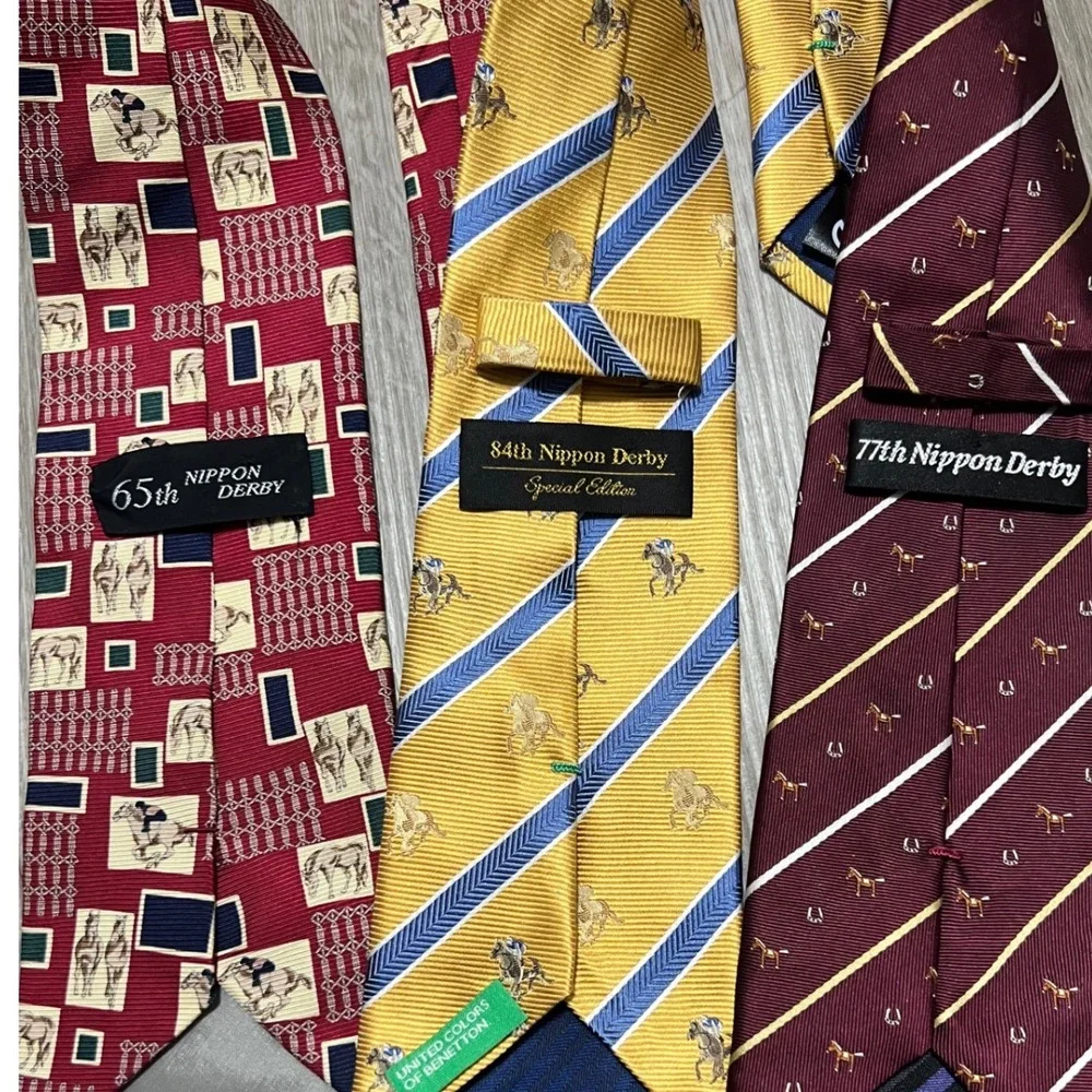 Nippon Derby Horse Racing Ties Lot 3 65th 77th‎ 84th Special Edition Equestrian